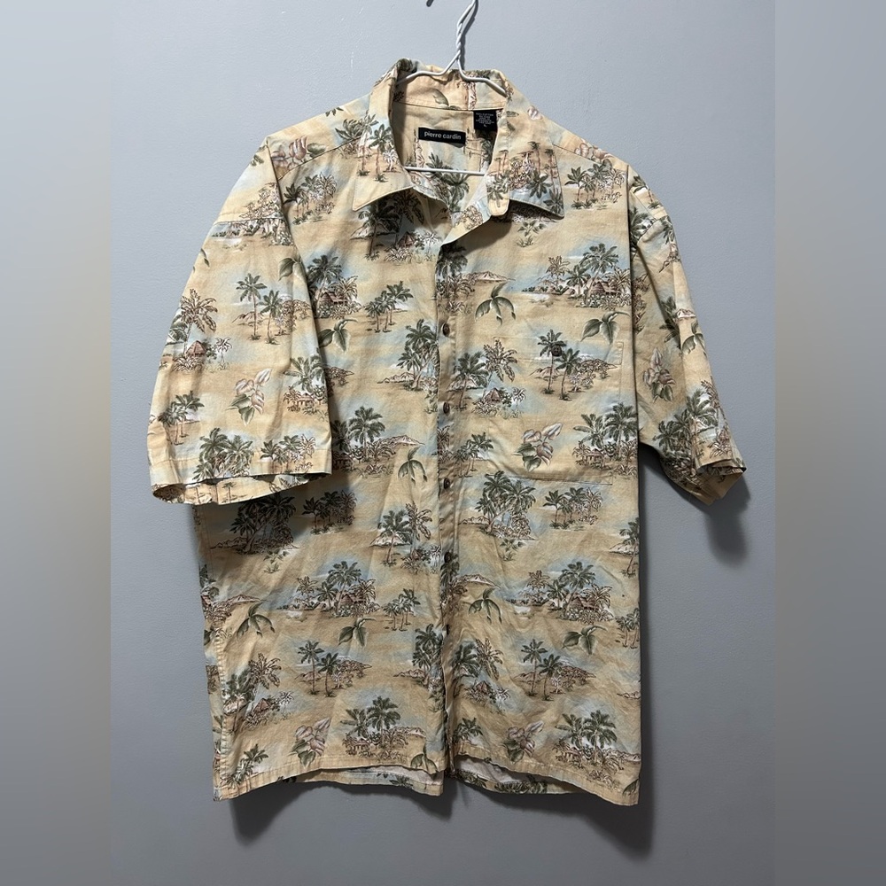 Pierre Cardin Tropical Print Short Sleeve Button Down Shirt
